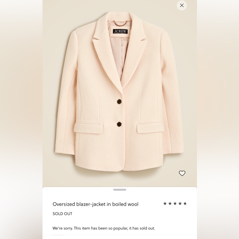 J. Crew Oversized Blazer-Jacket in Italian Boiled Wool. Size 0